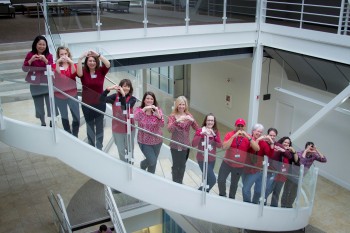 PeaceHealth system office celebrates wear red day
