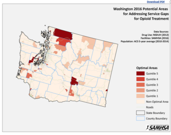 Washington 2016 Potential Areas for Addressing Service Gaps for Opioid Treatment