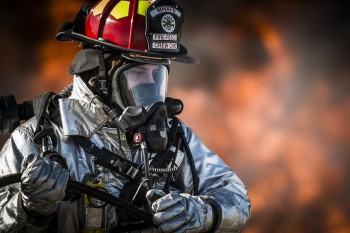 Firefighter close up.
